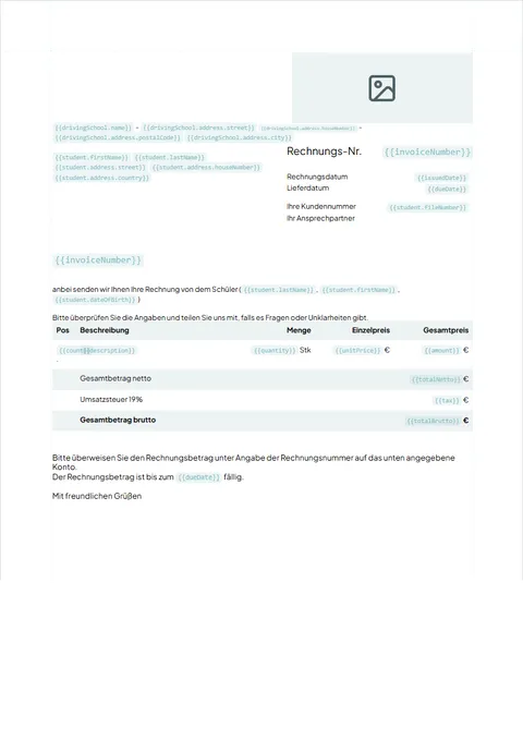 Dokumentvorlage für Rechnungen mit Serienfeldern