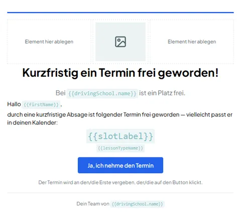 E-Mail-Vorlage für kurzfristig freie Termine